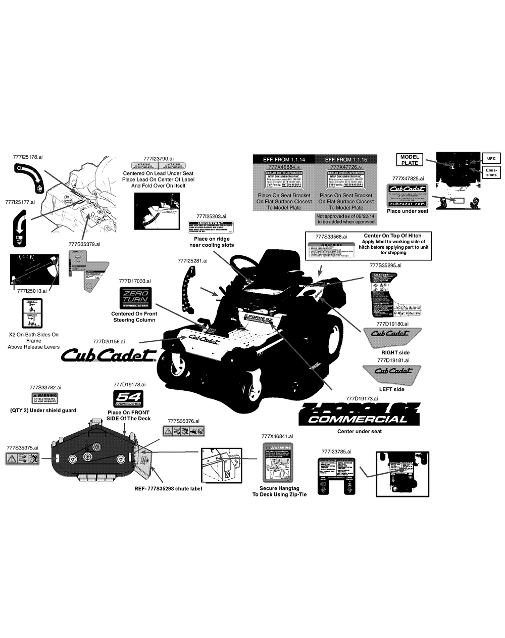 Label Map 53andfjc050 Diagram and Parts List for Z-FORCESZ54 (53FJC-53FJC050)(2015) Cub Cadet Lawn Tractor